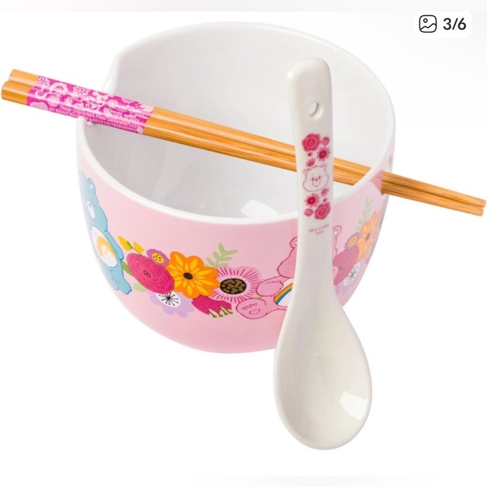 Silver Buffalo Care Bears Spring Floral 20-ounce ceramic ramen bowl NWT